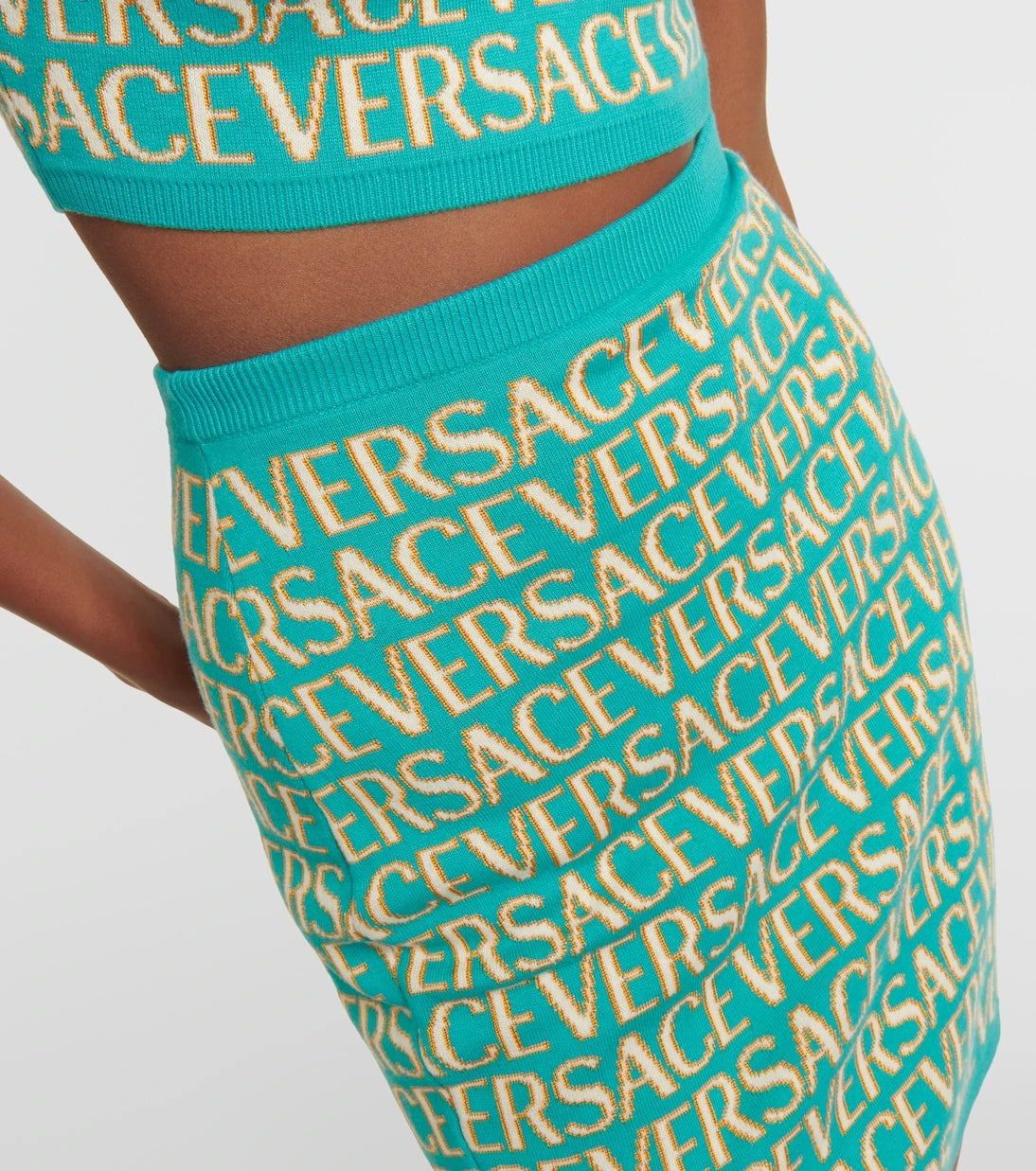 Versace - Versace Allover pamuk karışımlı mini etek