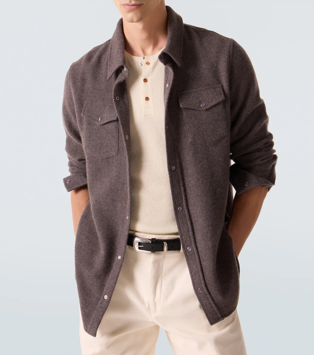God's True Cashmere - Cashmere shirt with amethyst