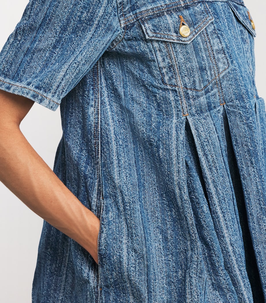 GANNI Blue Denim Open-Back Mini Dress