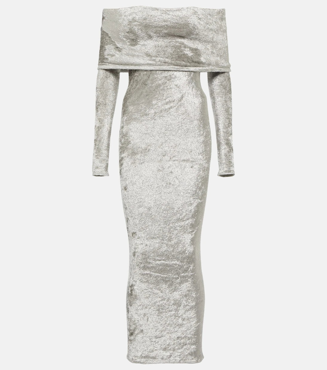 Alaïa - Off-shoulder velvet midi dress
