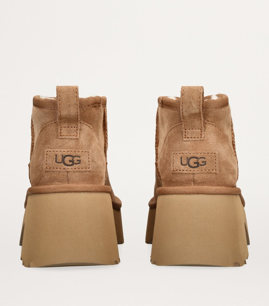 UGG Beige Suede Classic Ultra Mini New Heights Boots 70
