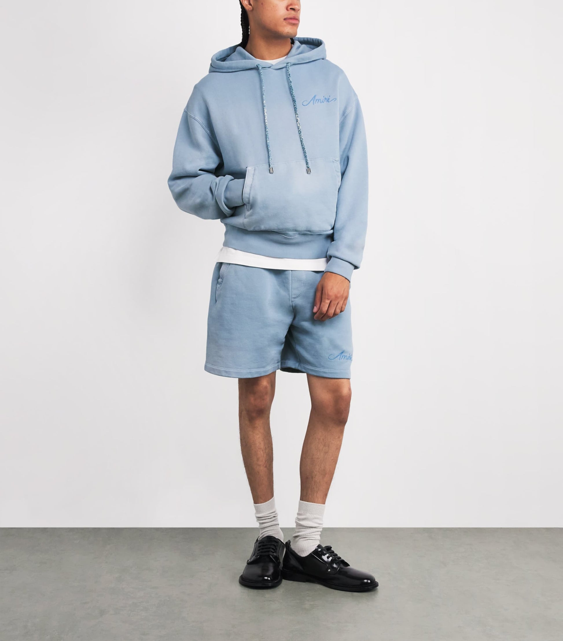 AMIRI Blue Cotton Bleach Bandana Hoodie