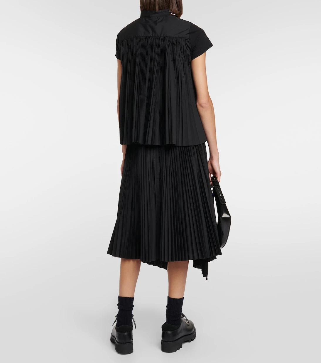 Sacai - Pleated cotton jersey T-shirt