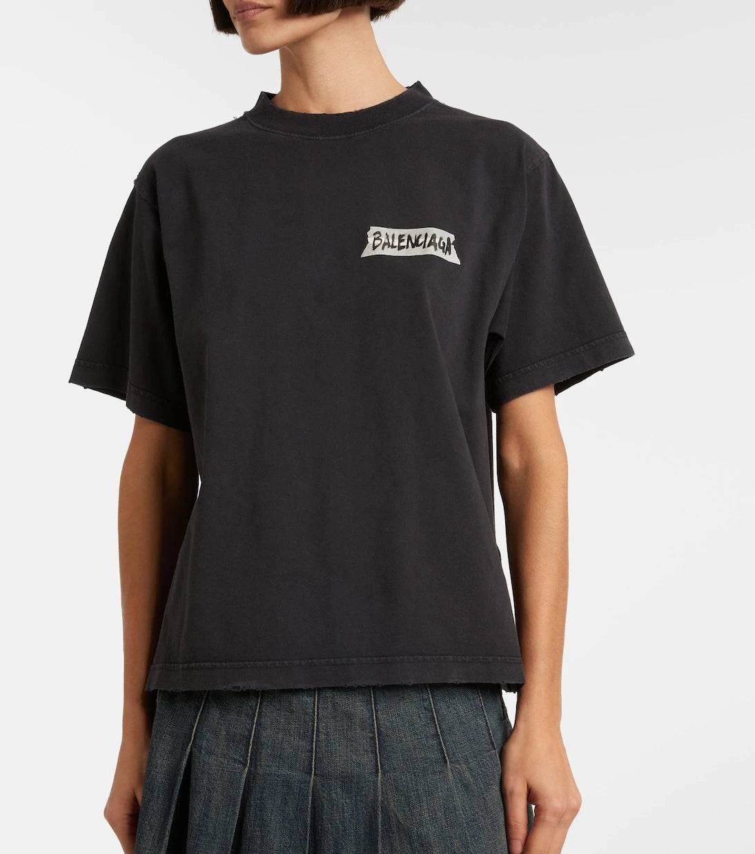 Balenciaga - Logo distressed cotton jersey T-shirt