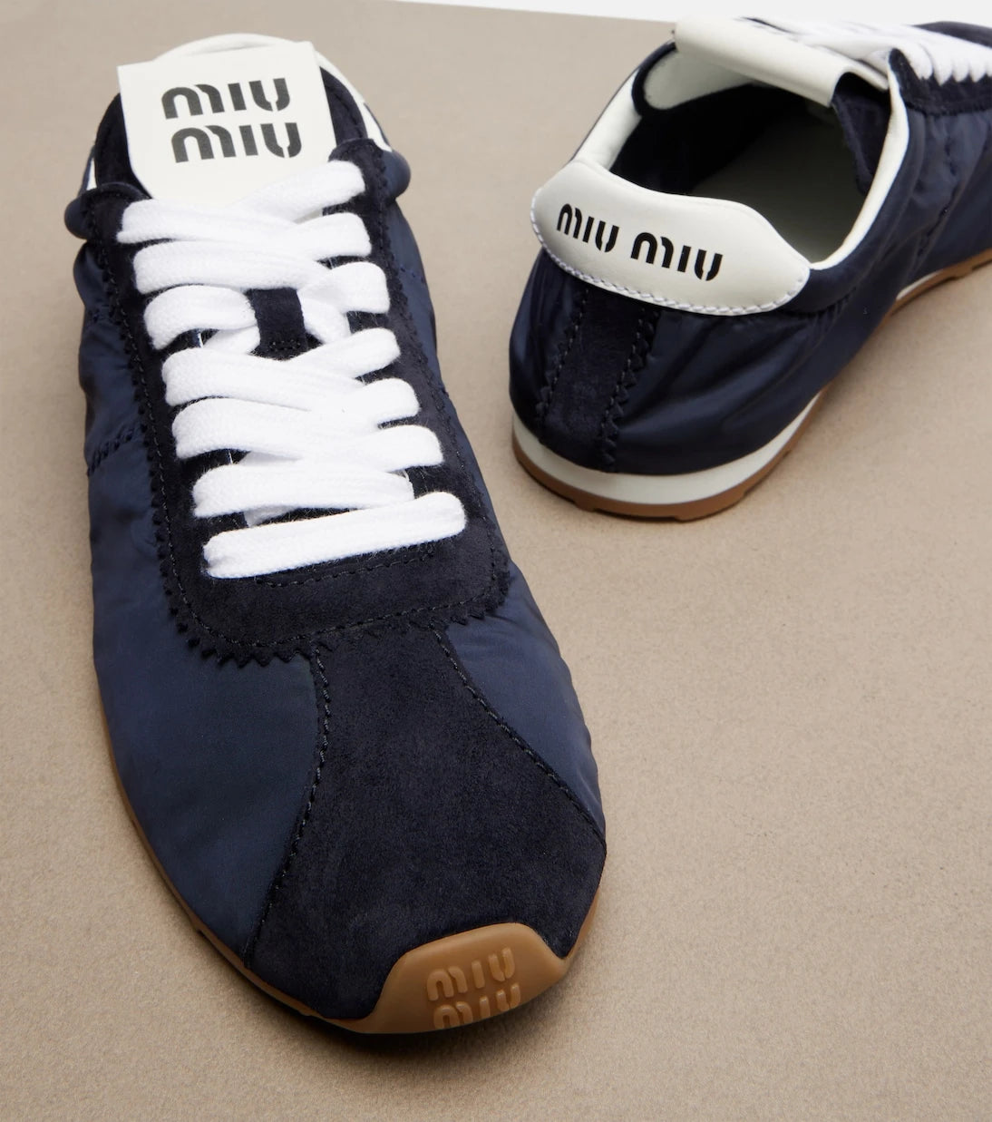 Miu Miu - Plume suede-trimmed sneakers