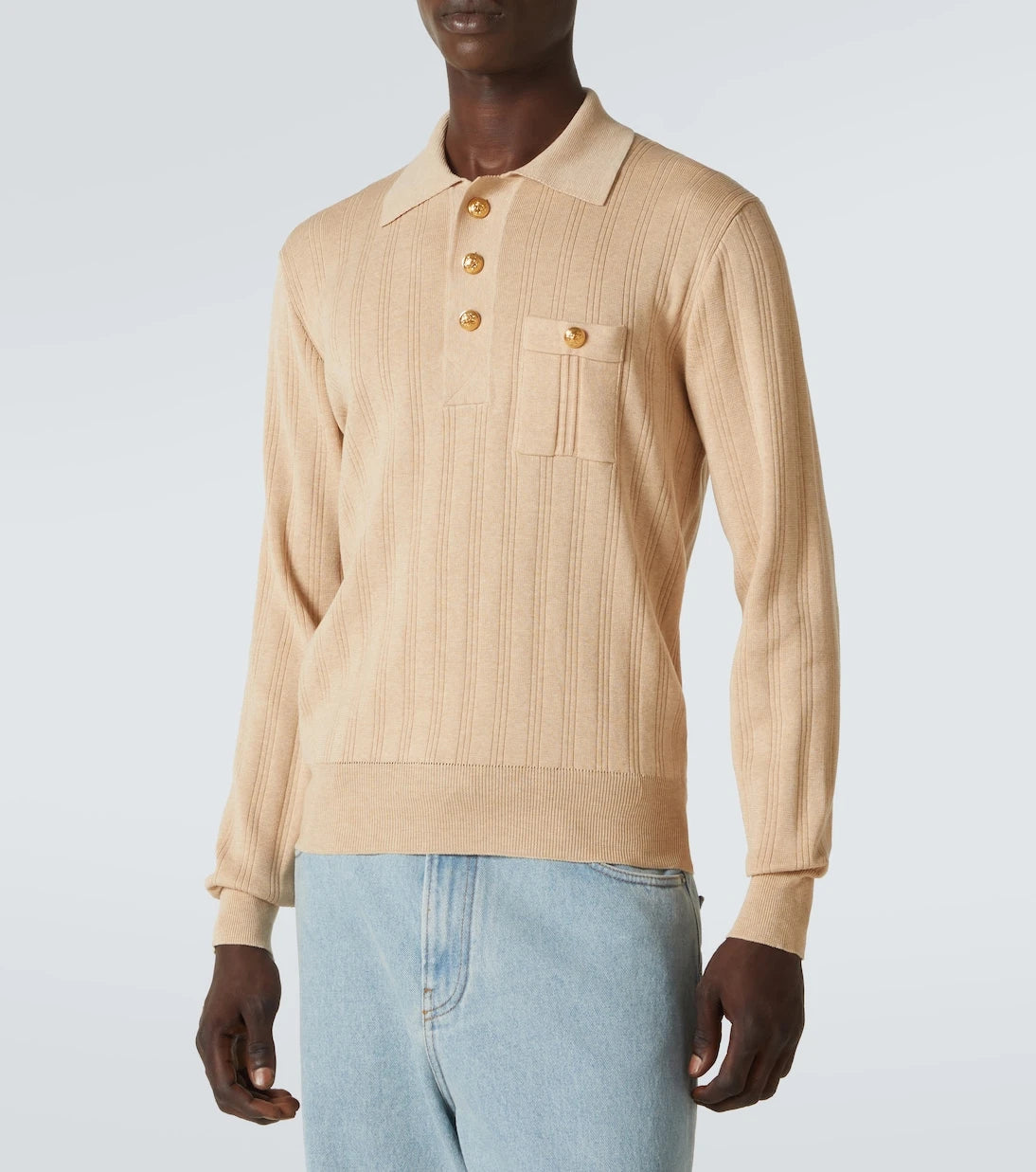 Valentino - Ribbed-knit cotton polo sweater