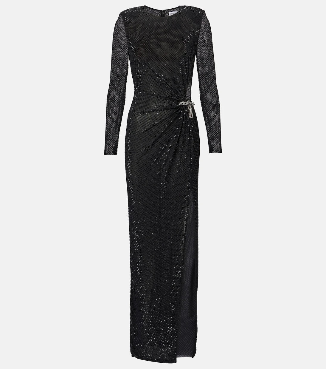 Self-Portrait - Rhinestone-embellished mesh maxi dress