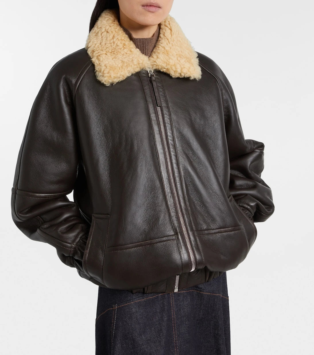 Jacquemus - Bombardier shearling-trimmed leather bomber jacket