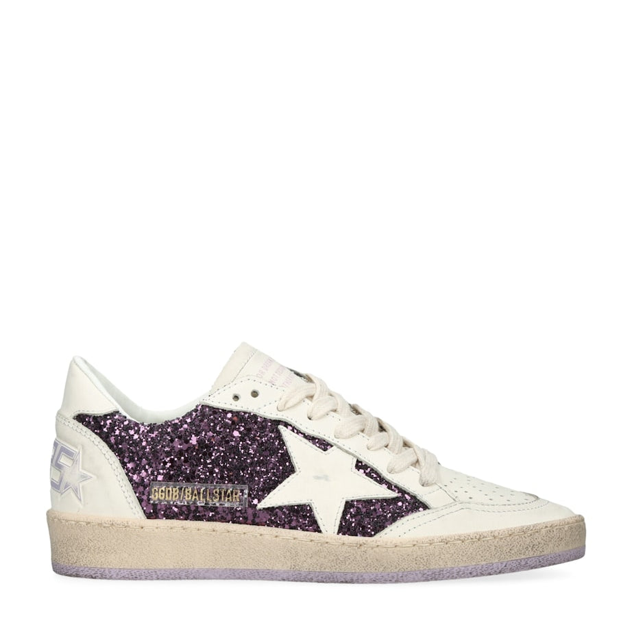 Golden Goose Purple Glitter Ball Star Sneakers