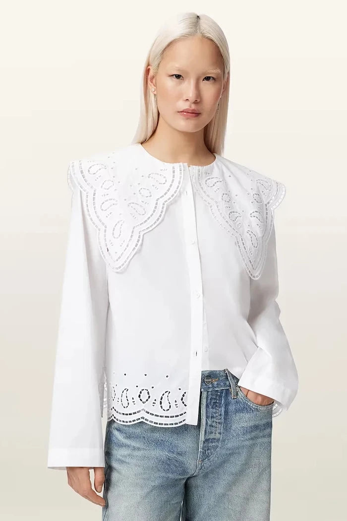 AllSaints риза дамска от памук MARIE