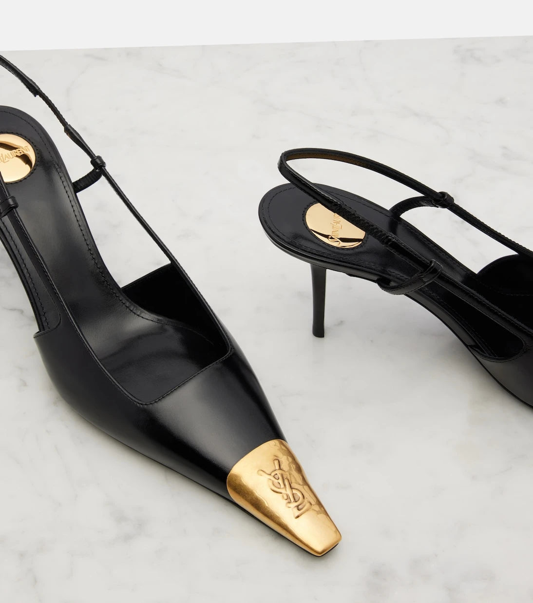 Saint Laurent - Jeanne 75 leather slingback pumps
