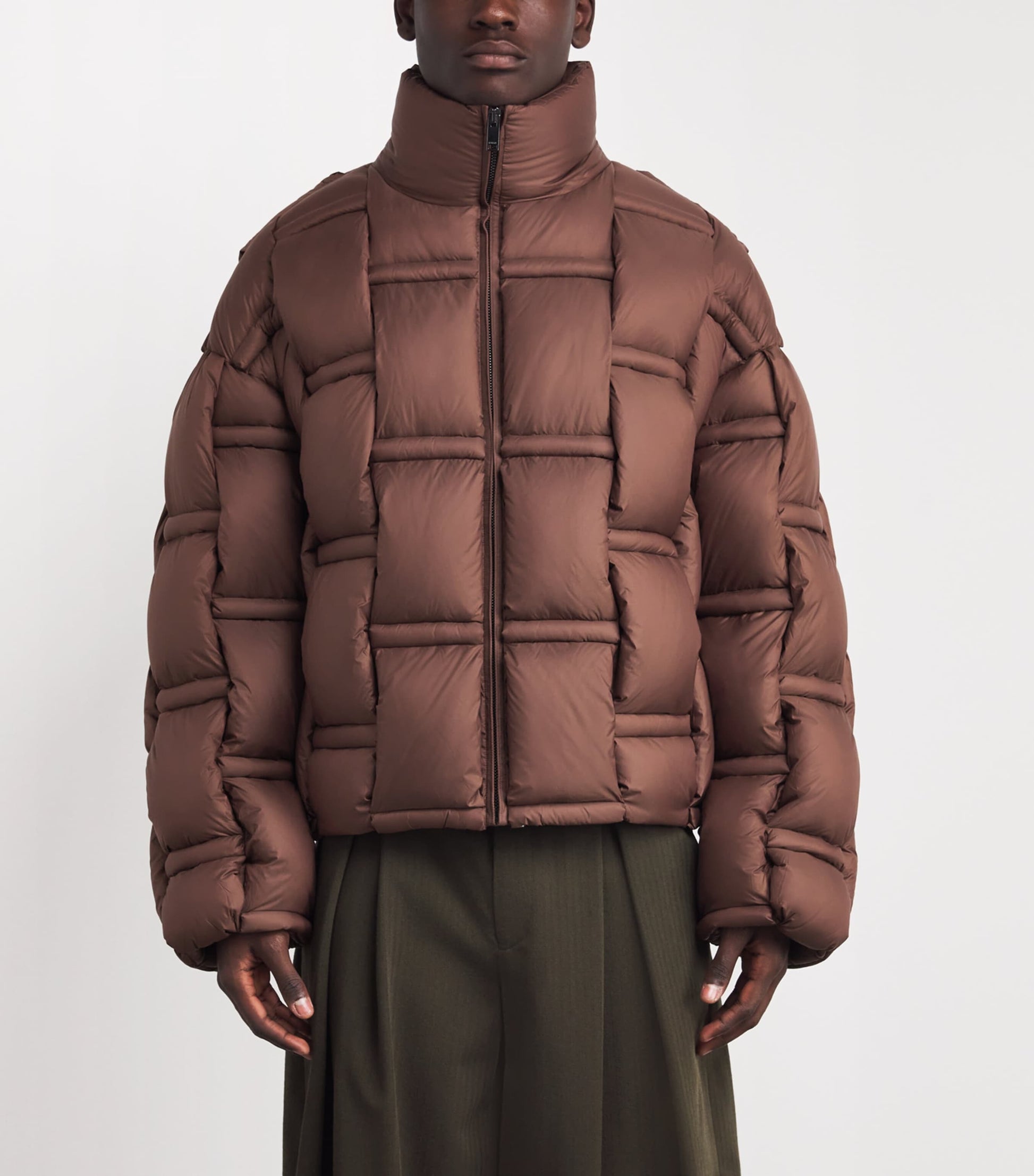 Raxxy Brown 3D Down-Filled Angular Puffer Jacket