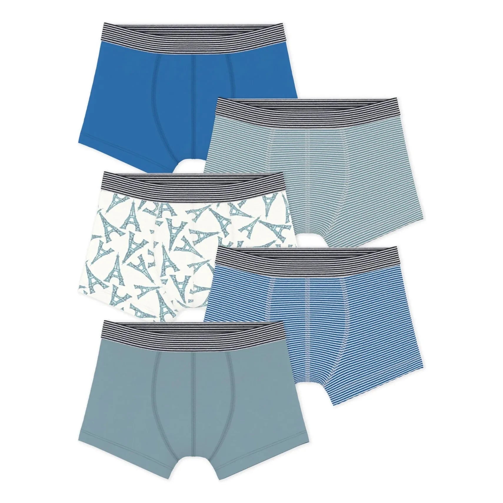 Petit Bateau - Set of 5 Eiffel Tower Boxers | Blue