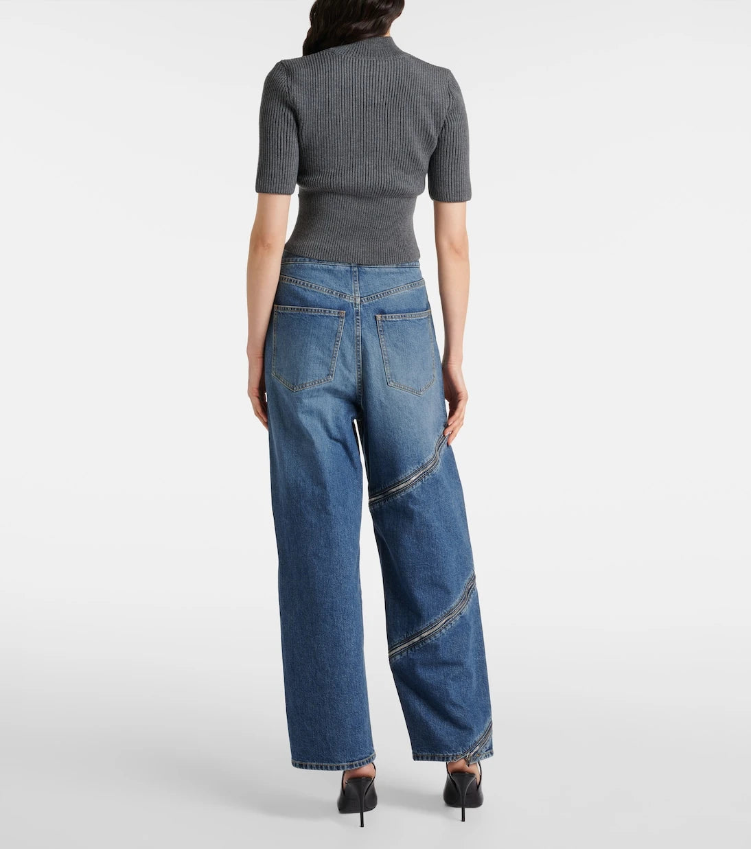 Alaïa - Ribbed-knit cutout wool-blend top