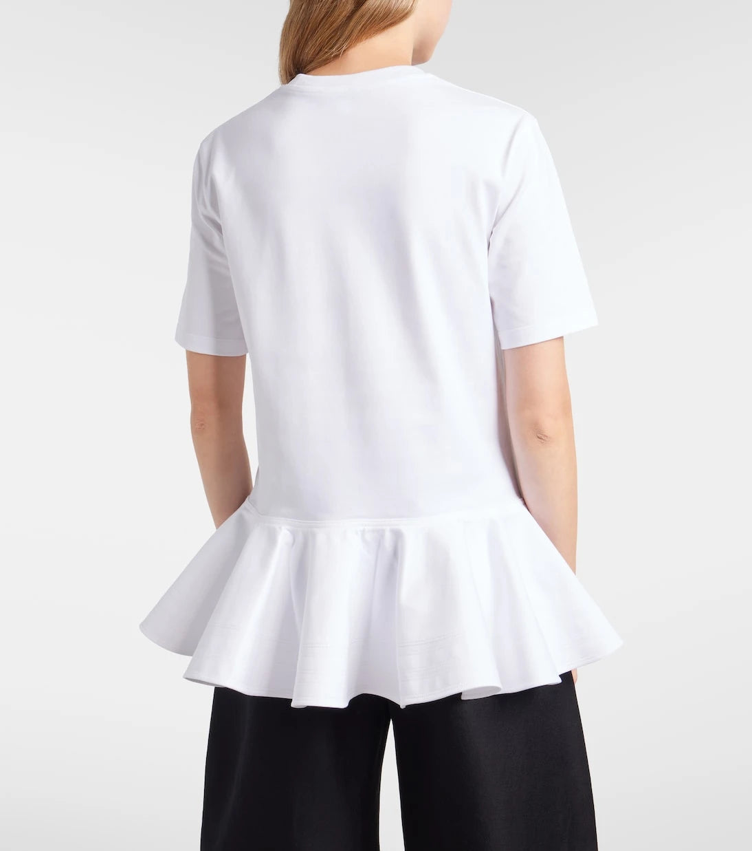 Alaïa - Peplum cotton jersey T-shirt
