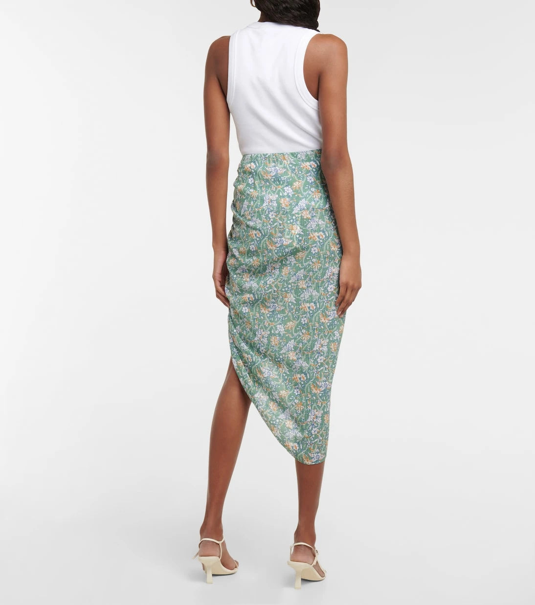 Veronica Beard - Hazel floral asymmetric midi skirt