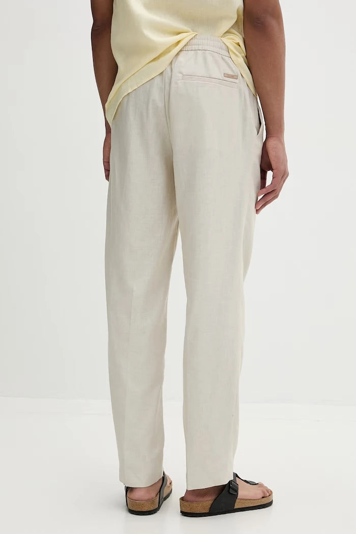 Calvin Klein Erkek Düz Kesim Keten Pantolon