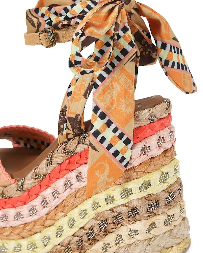 Kurt Geiger London Chelsea Scarf Wedge Yüksek Topuklu Sandalet