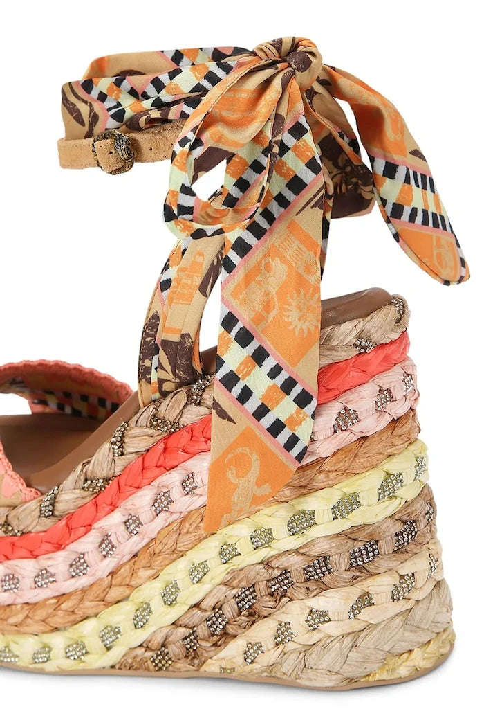 Kurt Geiger London Chelsea Scarf Wedge Yüksek Topuklu Sandalet