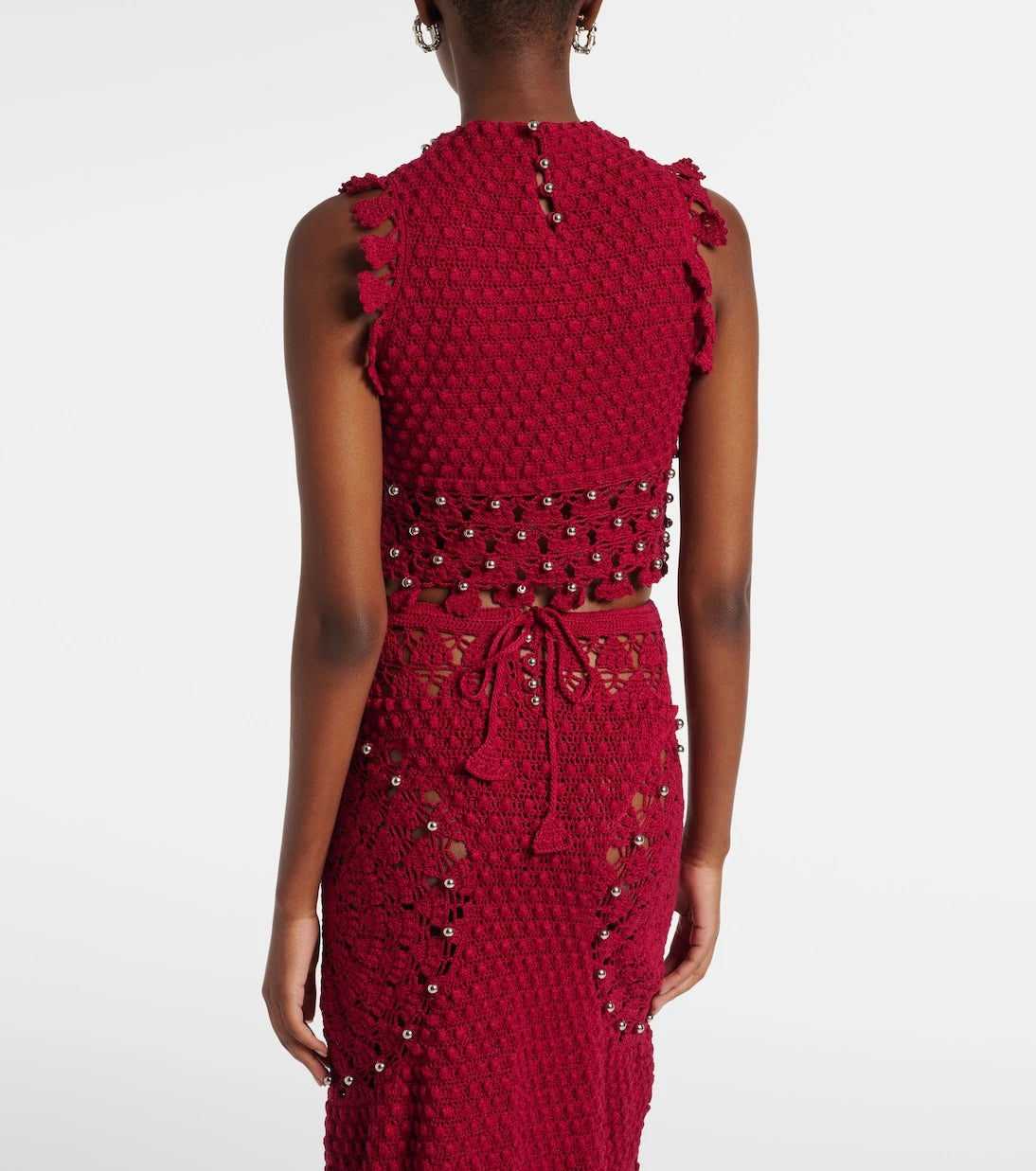 Rabanne - Embellished crochet cotton top