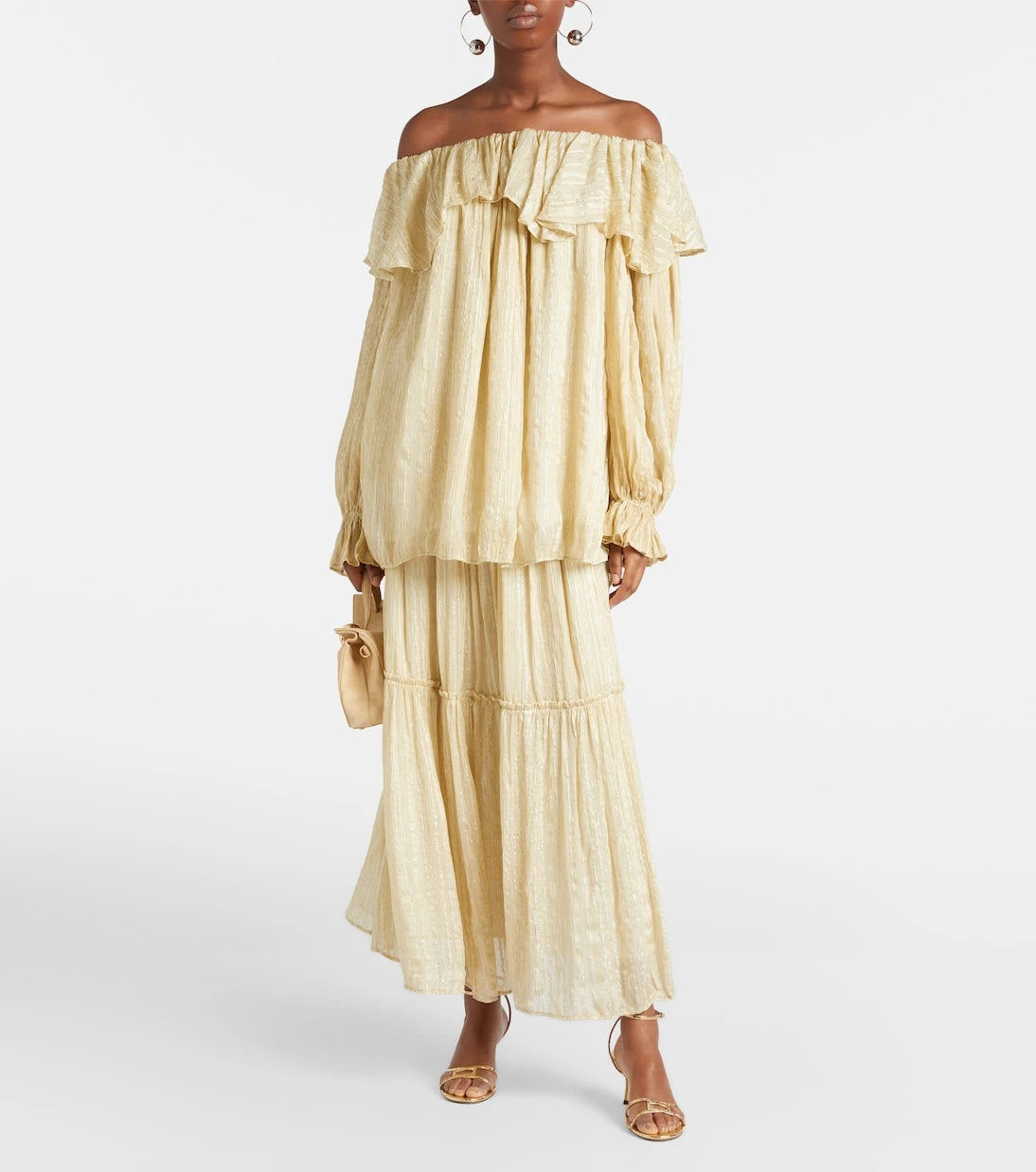 Xu Zhi - Ruffled striped silk-blend top