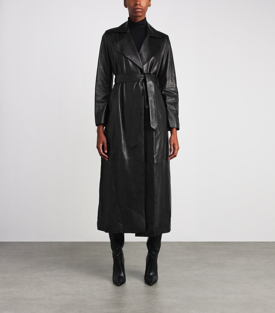 NOUR HAMMOUR Black Lambskin Kasha Coat