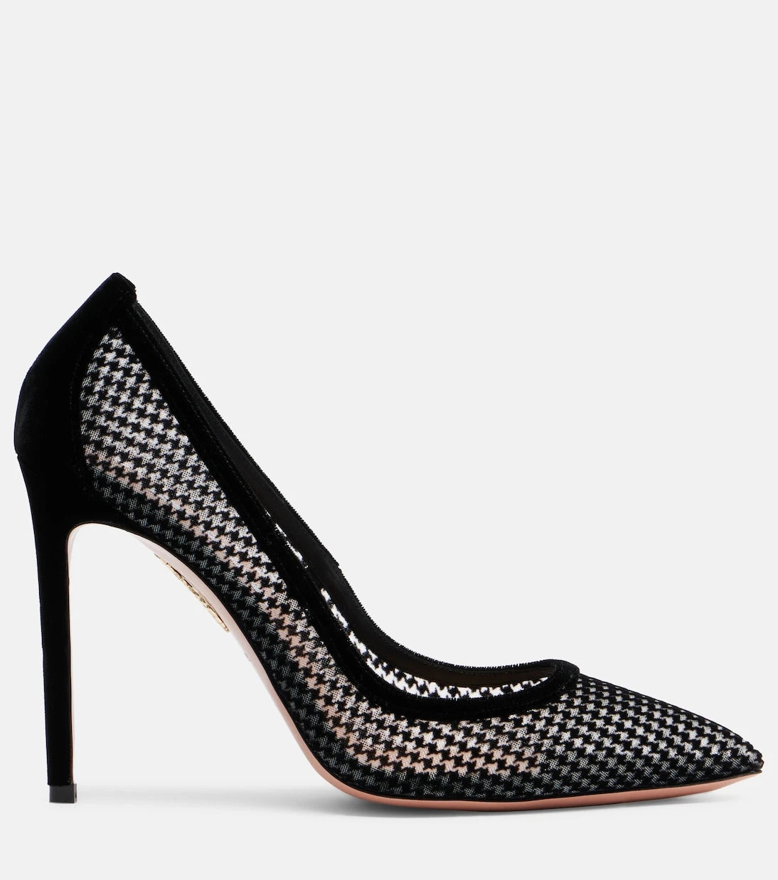 Aquazzura - Nude 105 houndstooth velvet pumps
