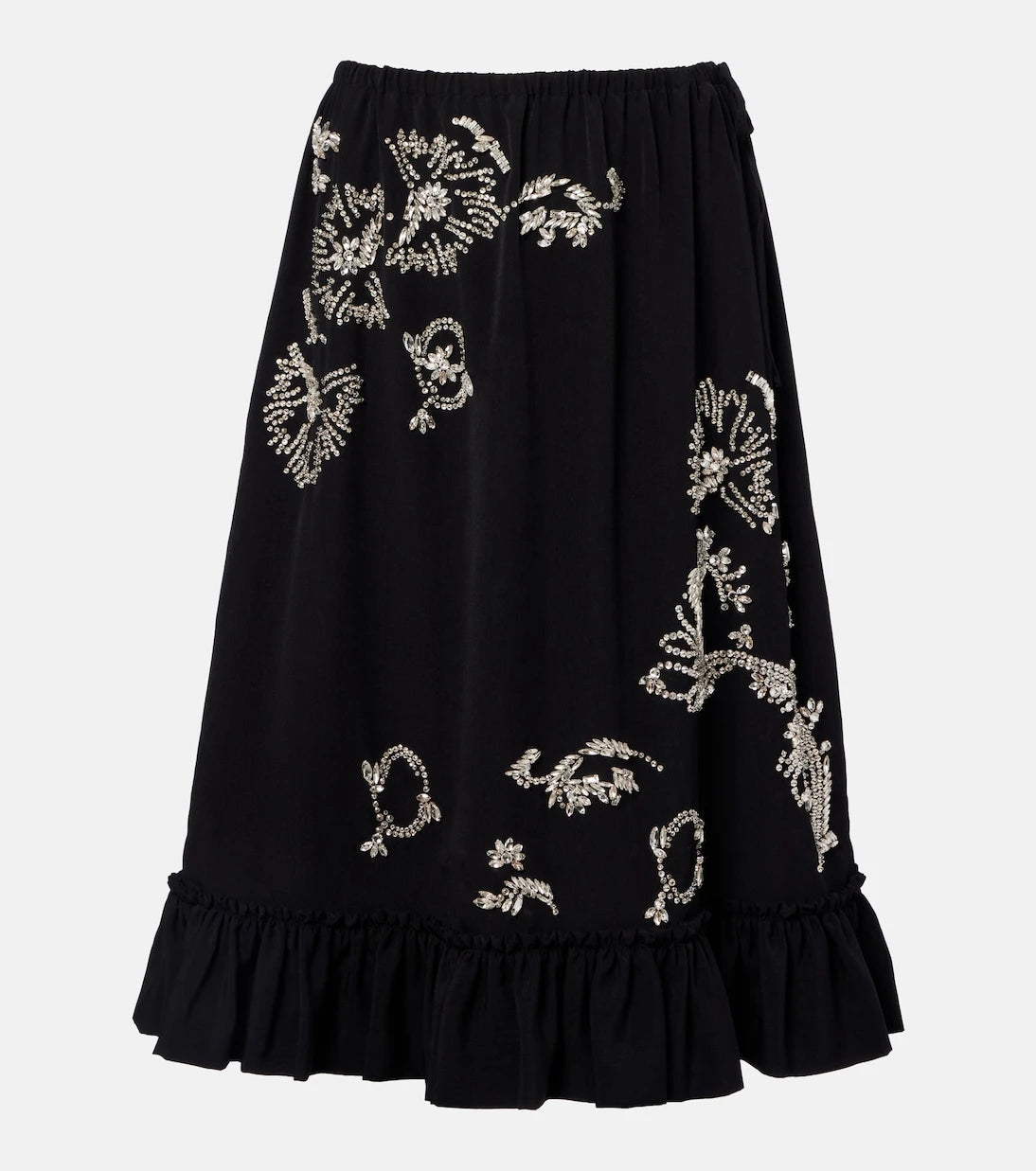 Dries Van Noten - تنورة متوسطة الطول مكشكشة ومزينة بالزخارف