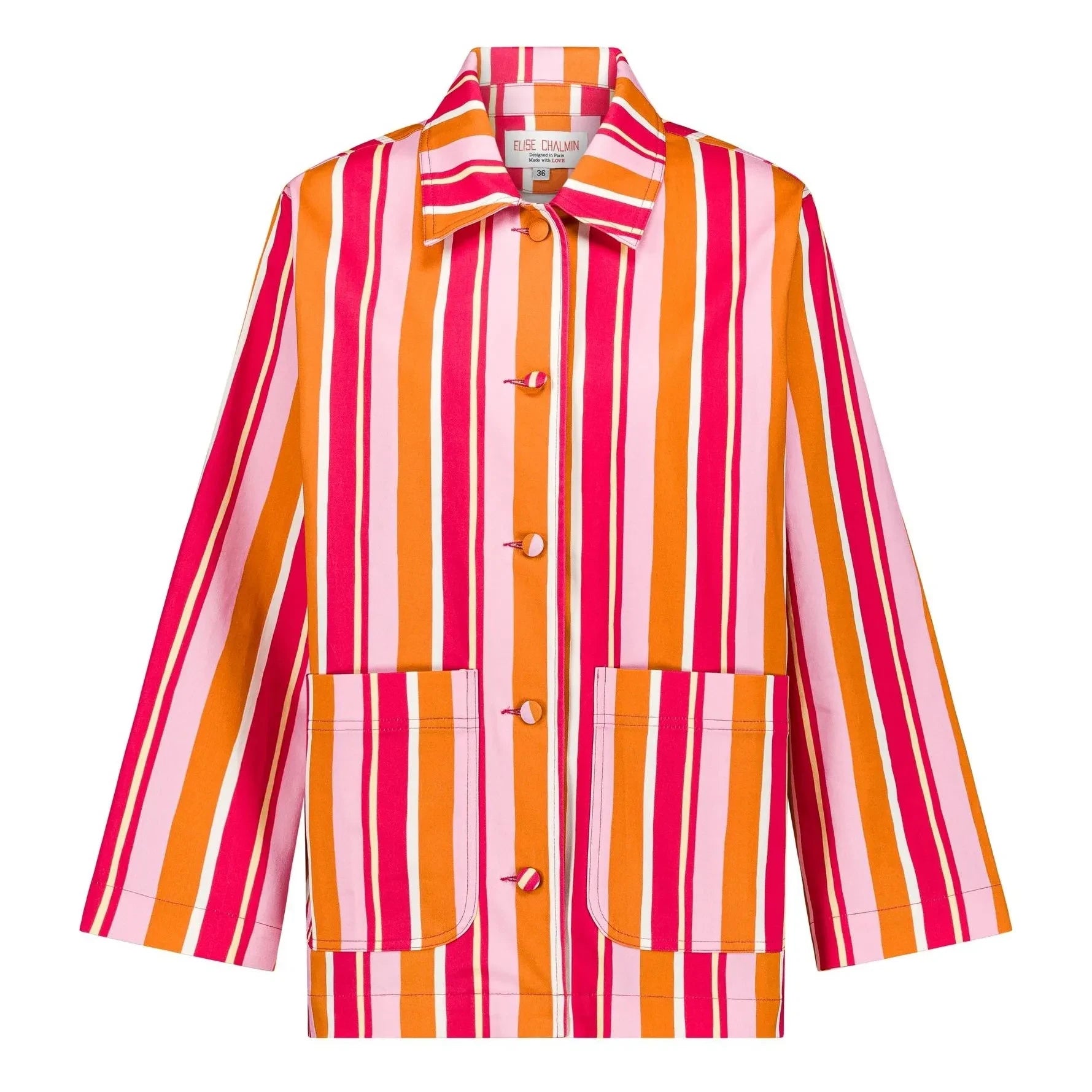Elise Chalmin - Lucie Cotton Stripe Jacket | Pink