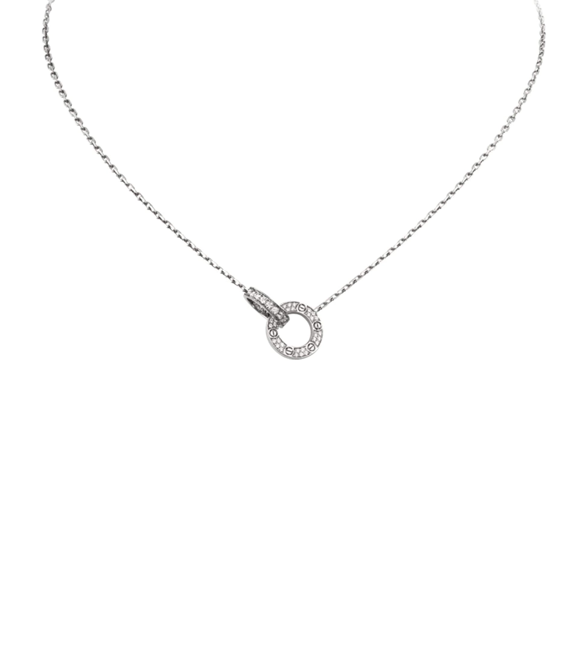 White Gold Interlocking LOVE Necklace