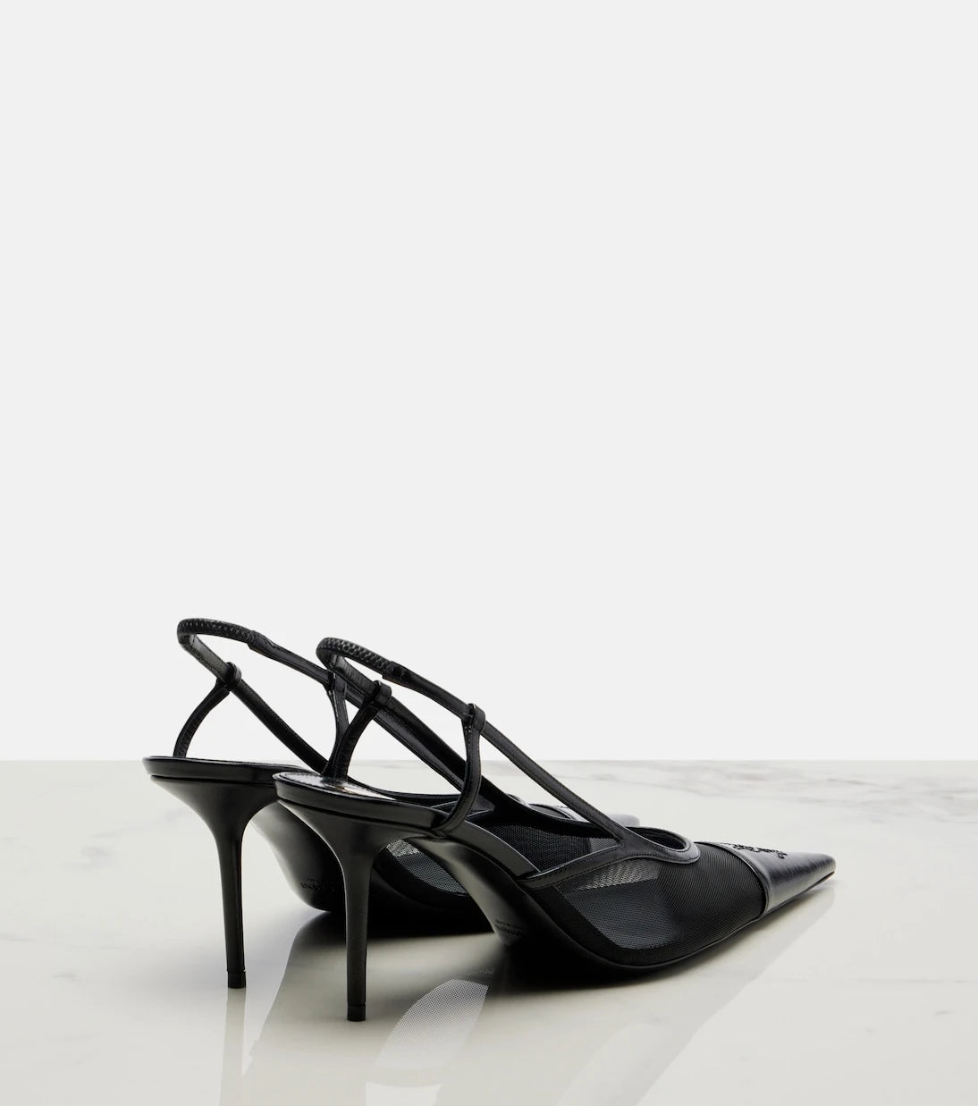 Saint Laurent - Renée mesh and leather slingback pumps