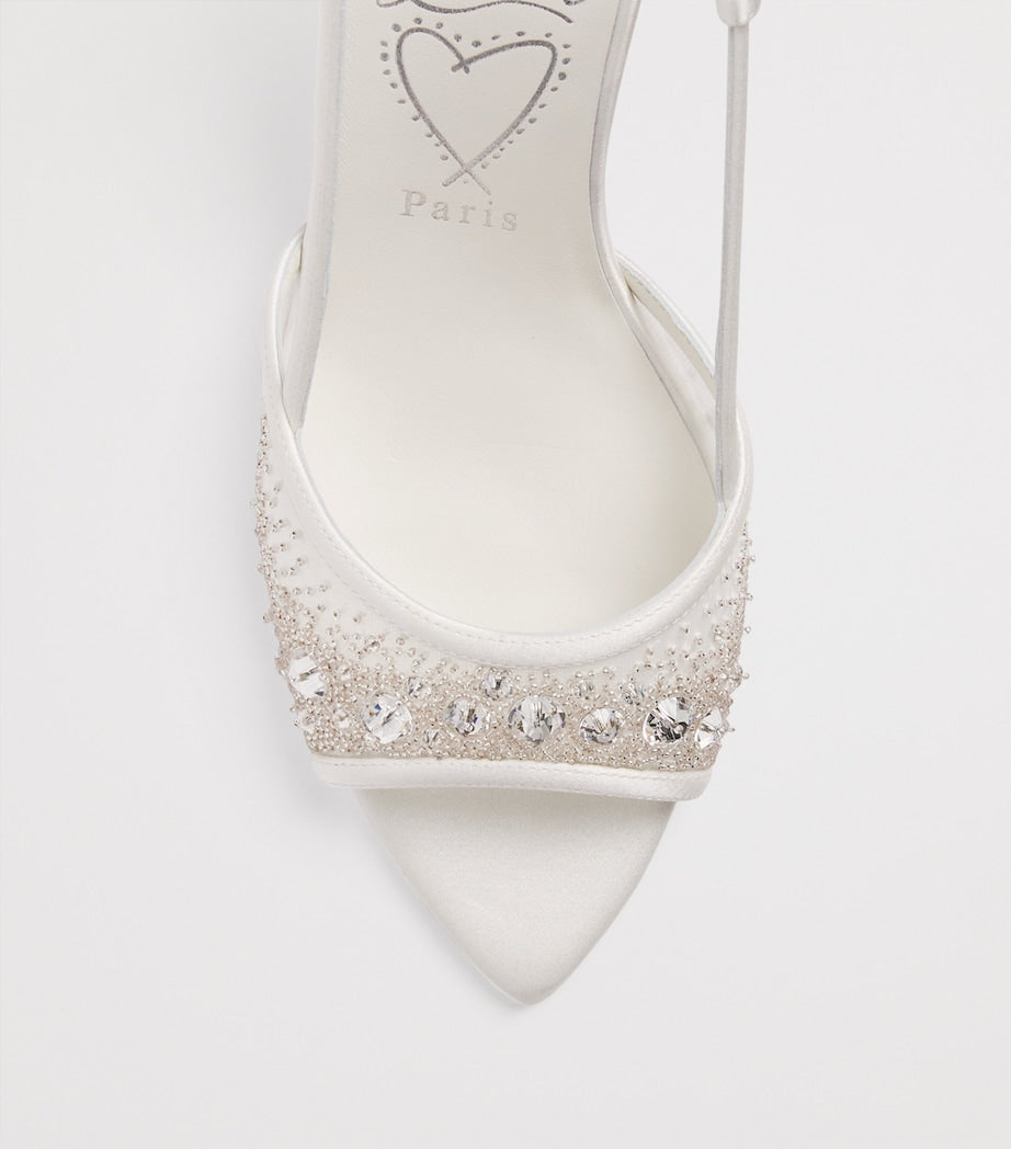 Christian Louboutin White Miss Z Embellished Slingback Sandals 80