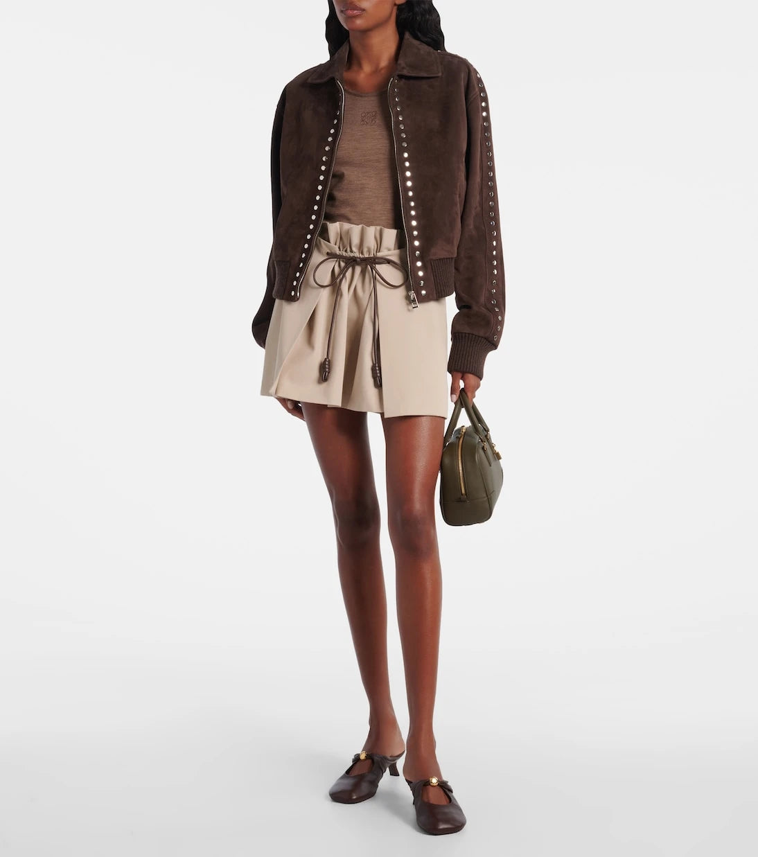Loewe - Cotton and silk gabardine miniskirt