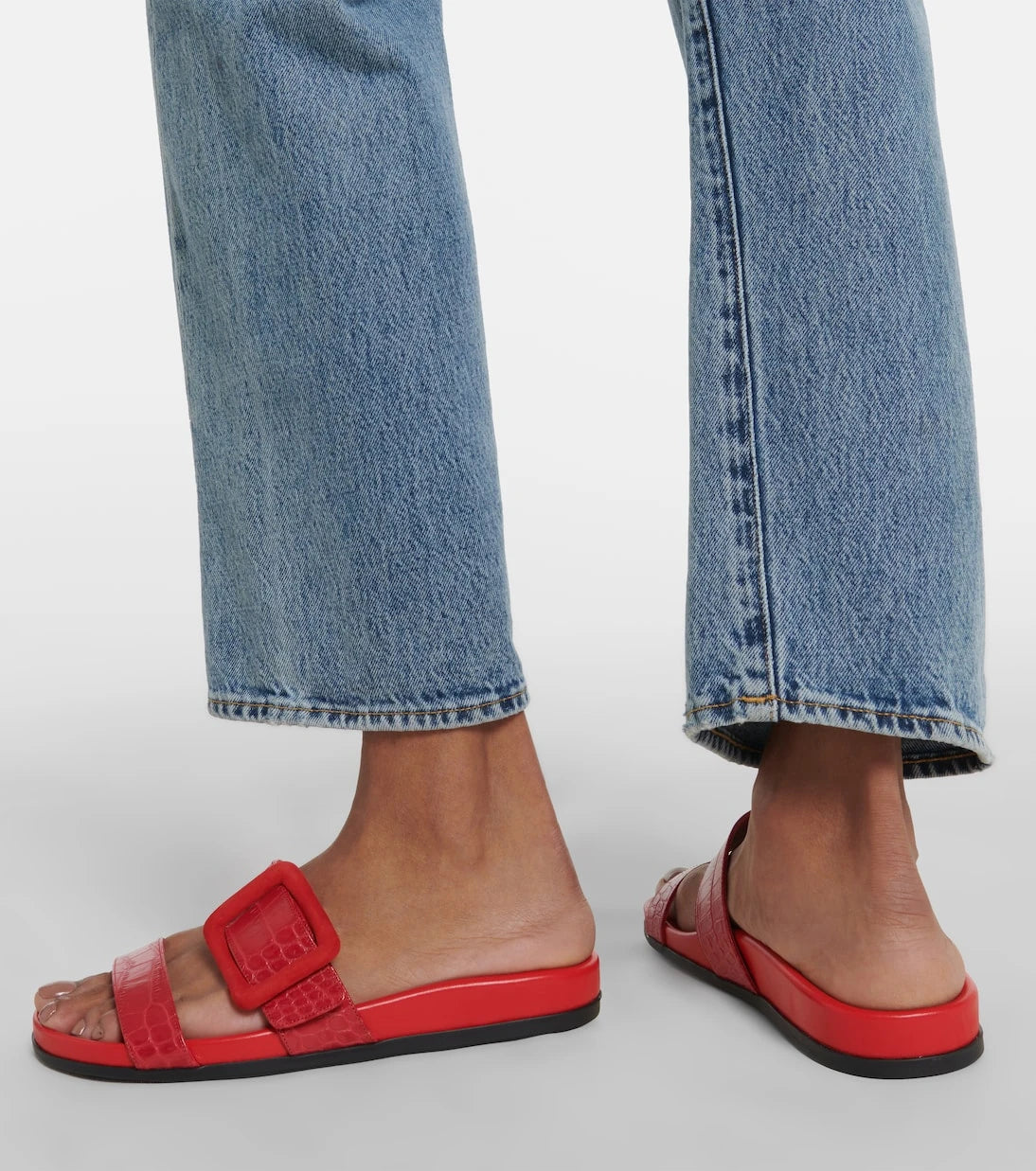 Manolo Blahnik - Mayfu croc-effect leather sandals