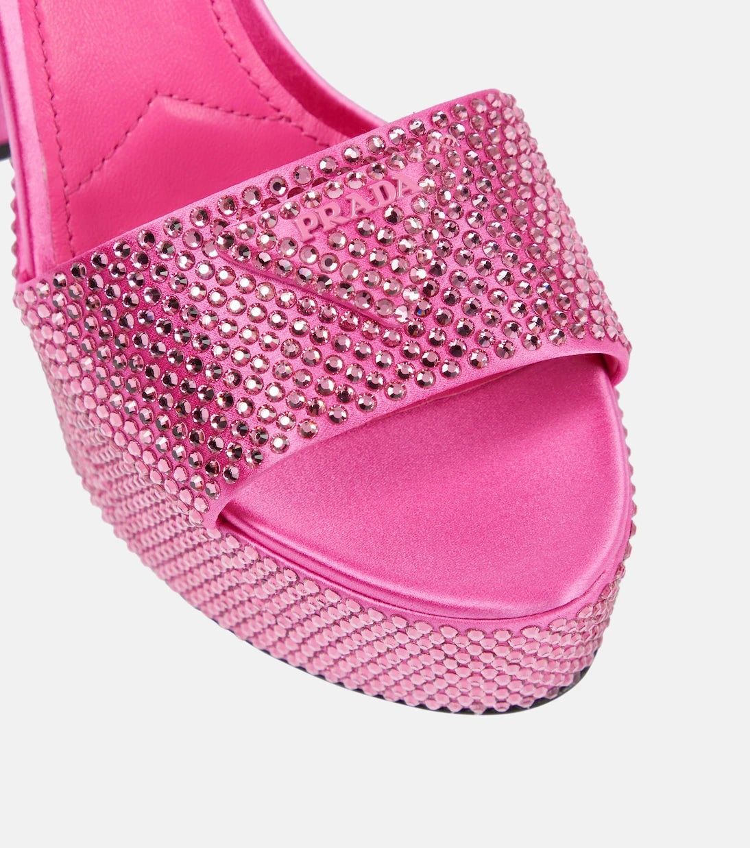 Prada - Embellished satin platform sandals