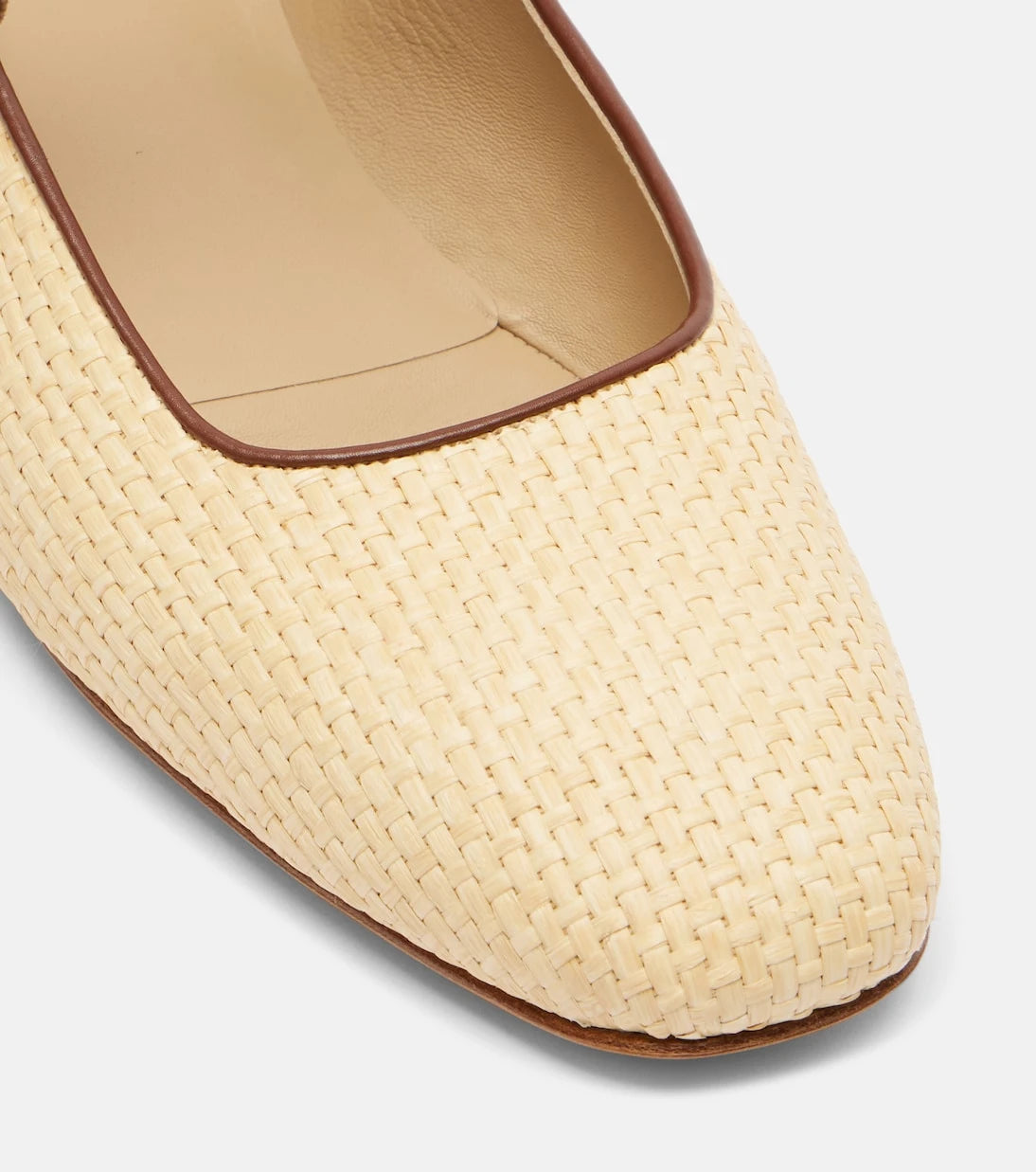 Le Monde Béryl - Leather-trimmed raffia Mary Jane flats