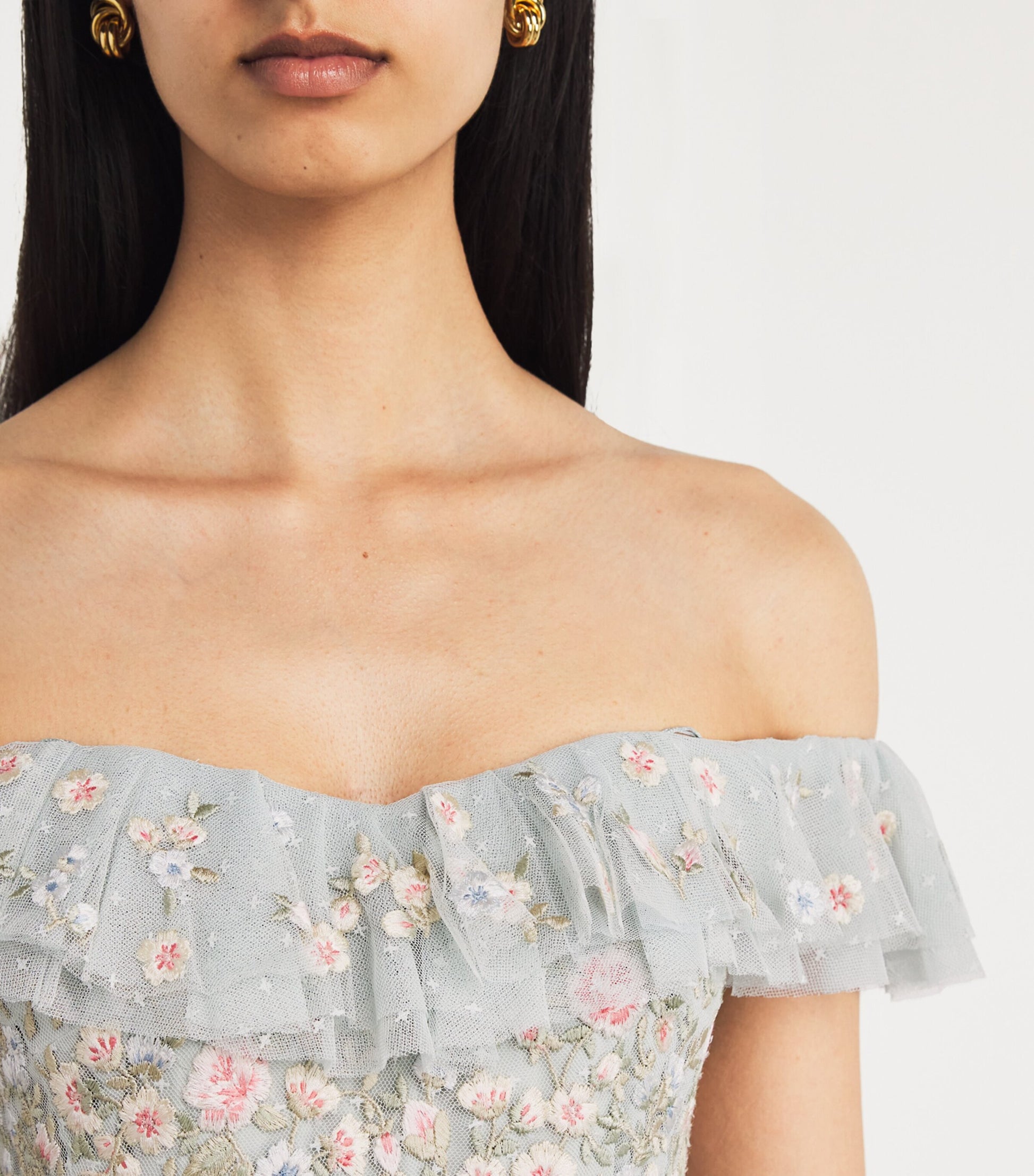 Needle & Thread Blue Floral Antoinettes Mini Dress