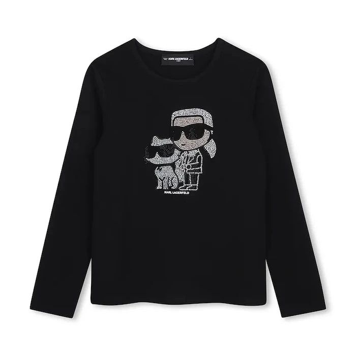 Karl Lagerfeld çocuklar için pamuklu uzun kollu bluz
