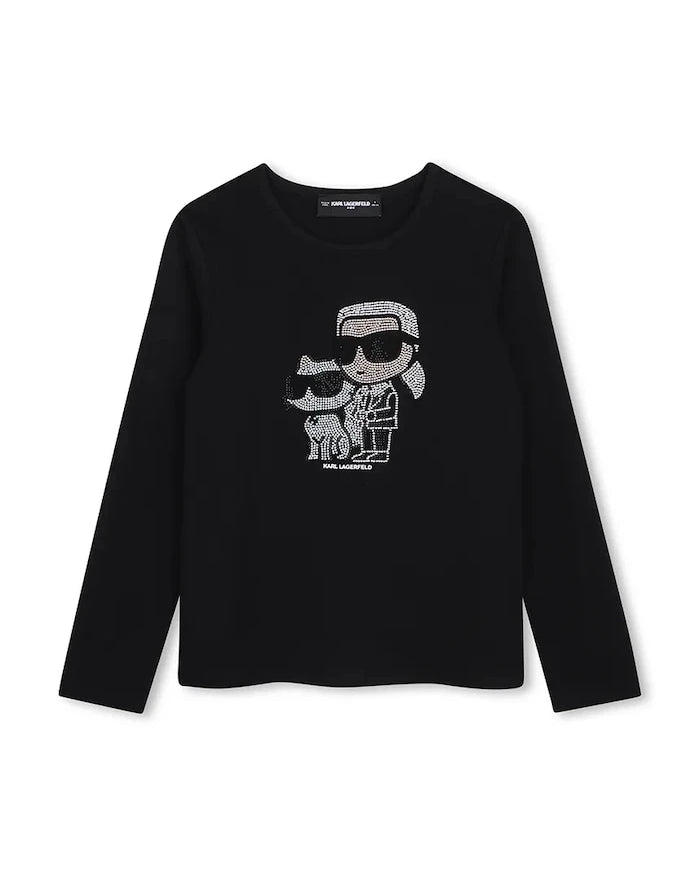 Karl Lagerfeld çocuklar için pamuklu uzun kollu bluz