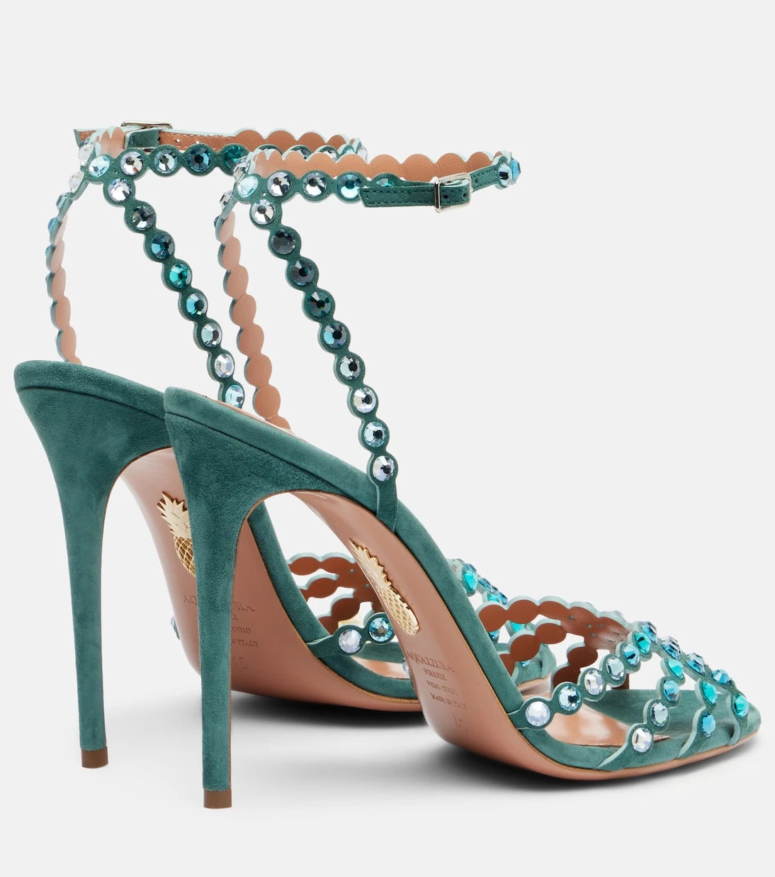 Aquazzura - Tequila 105 embellished suede sandals