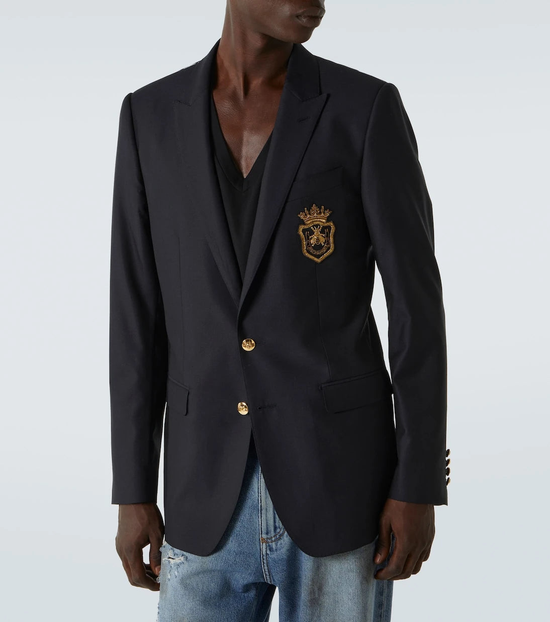 Dolce&Gabbana - Yamalı yün ve ipek blazer