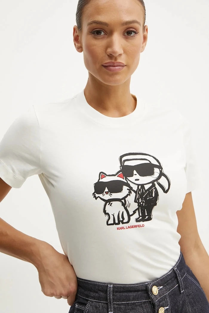 Karl Lagerfeld IKON SKETCH Pamuklu Kadın Tişört