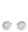 Rhodium-Plated Silver and Moonstone Graffiato Cufflink