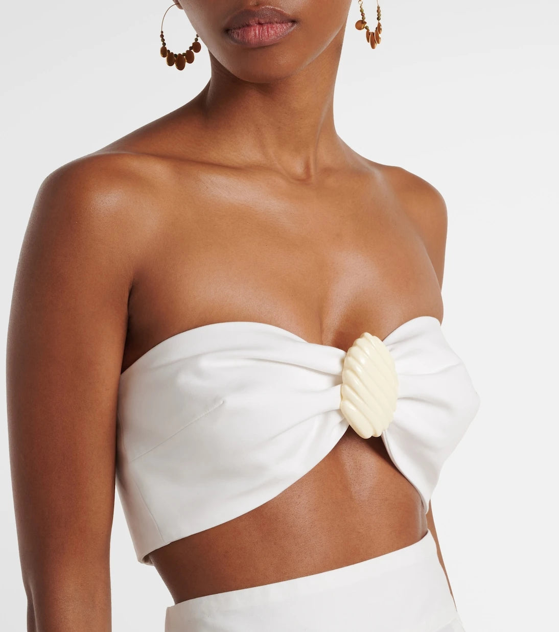 Adriana Degreas - Embellished cotton-blend bandeau top