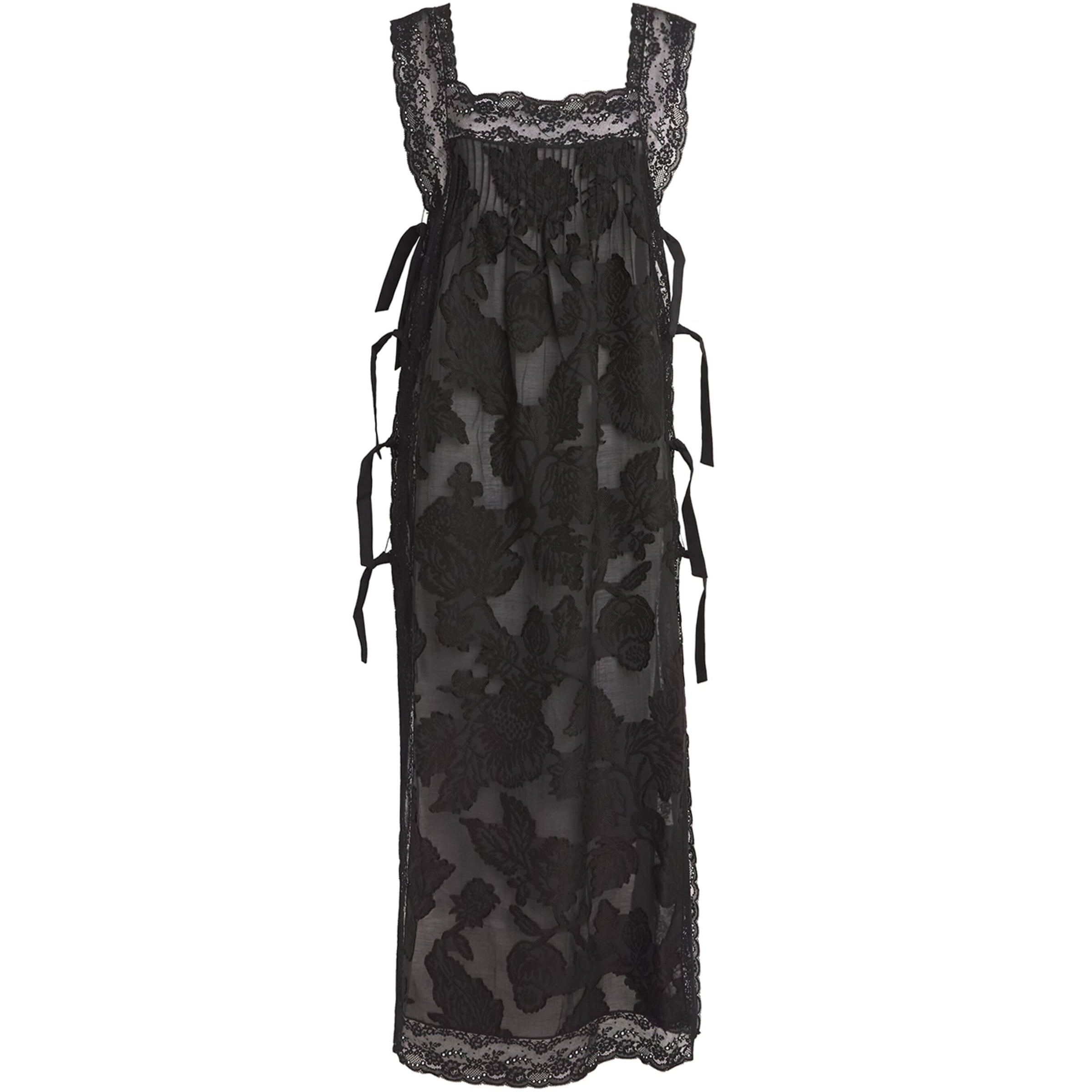 Lace-Trim Fiocchini Nightdress BLACK DEVORE