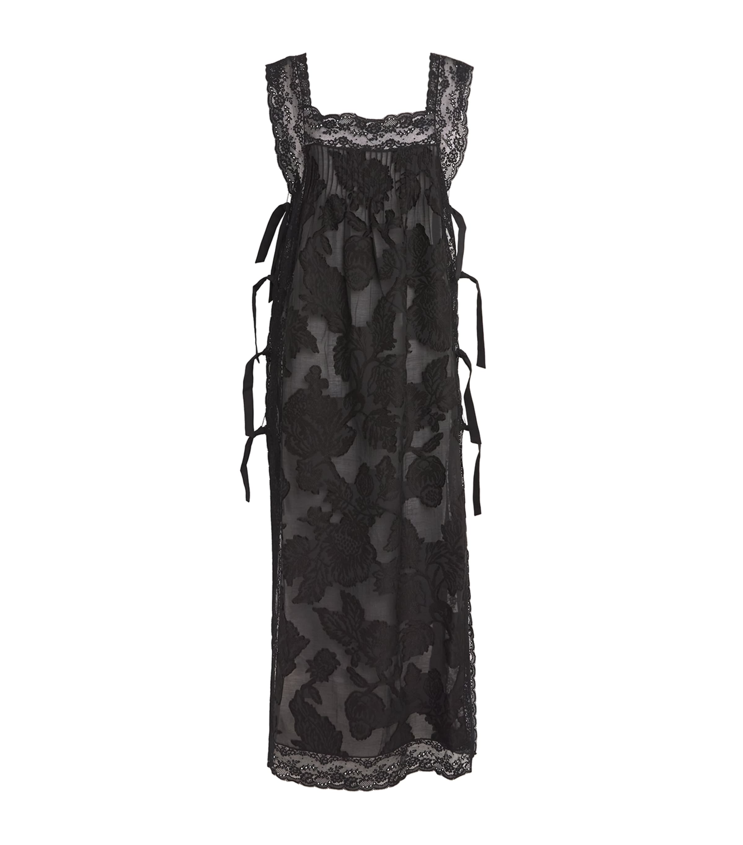 Lace-Trim Fiocchini Nightdress BLACK DEVORE