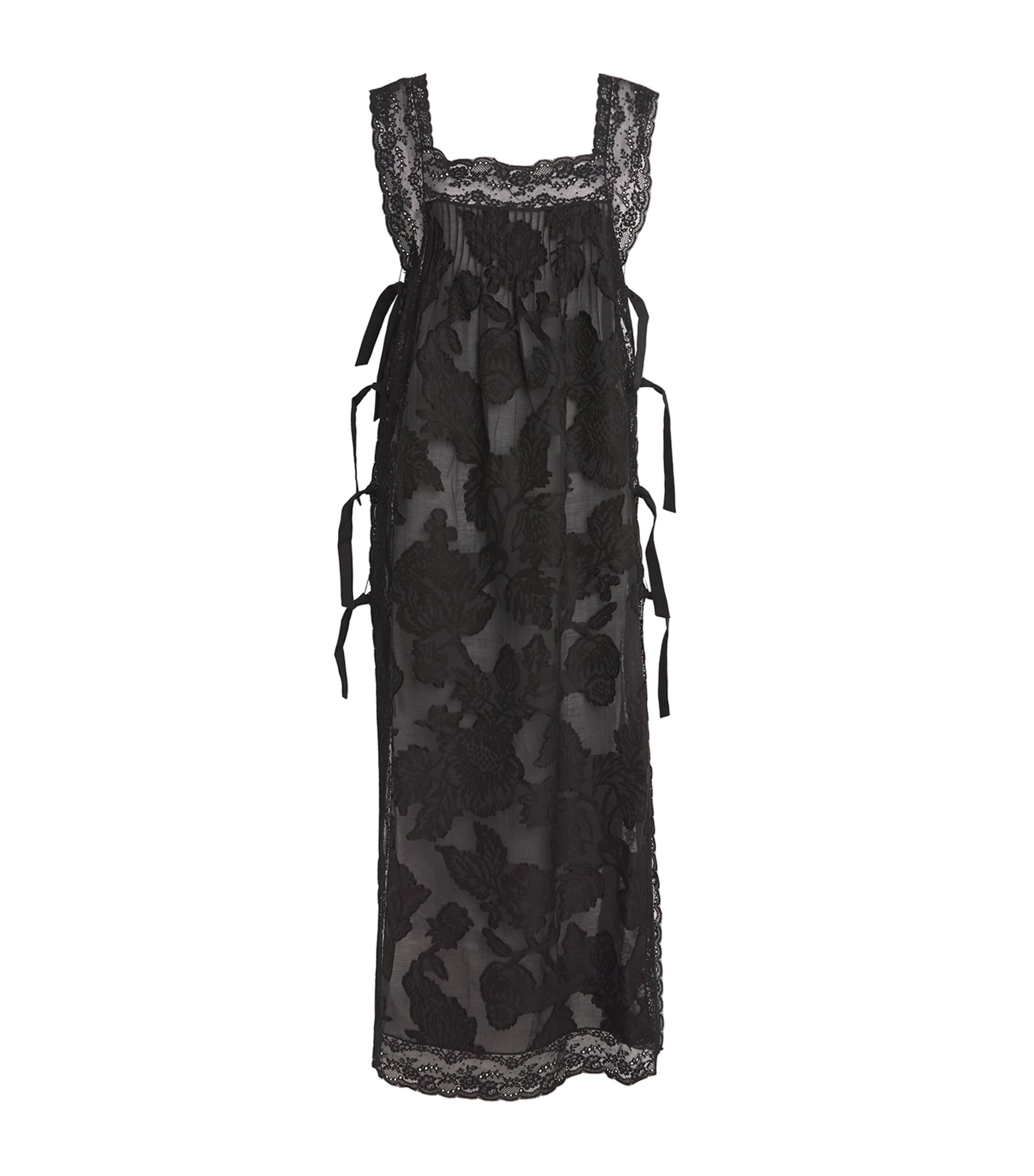 Lace-Trim Fiocchini Nightdress BLACK DEVORE