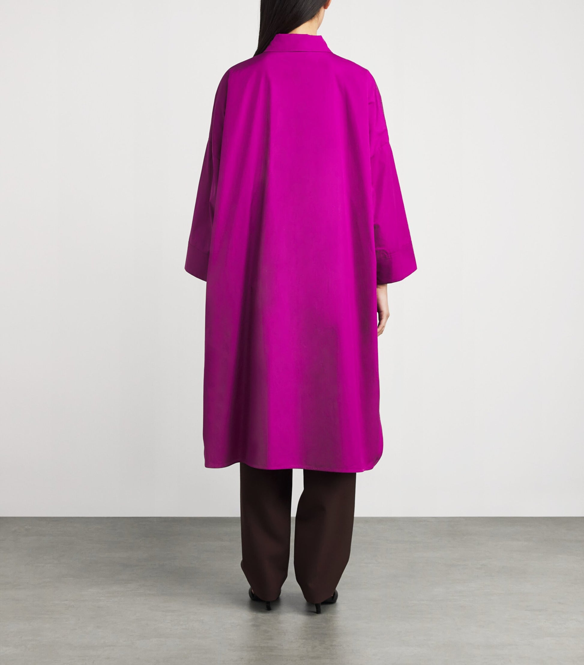 Max Mara Purple Cotton Midi Shirt Dress