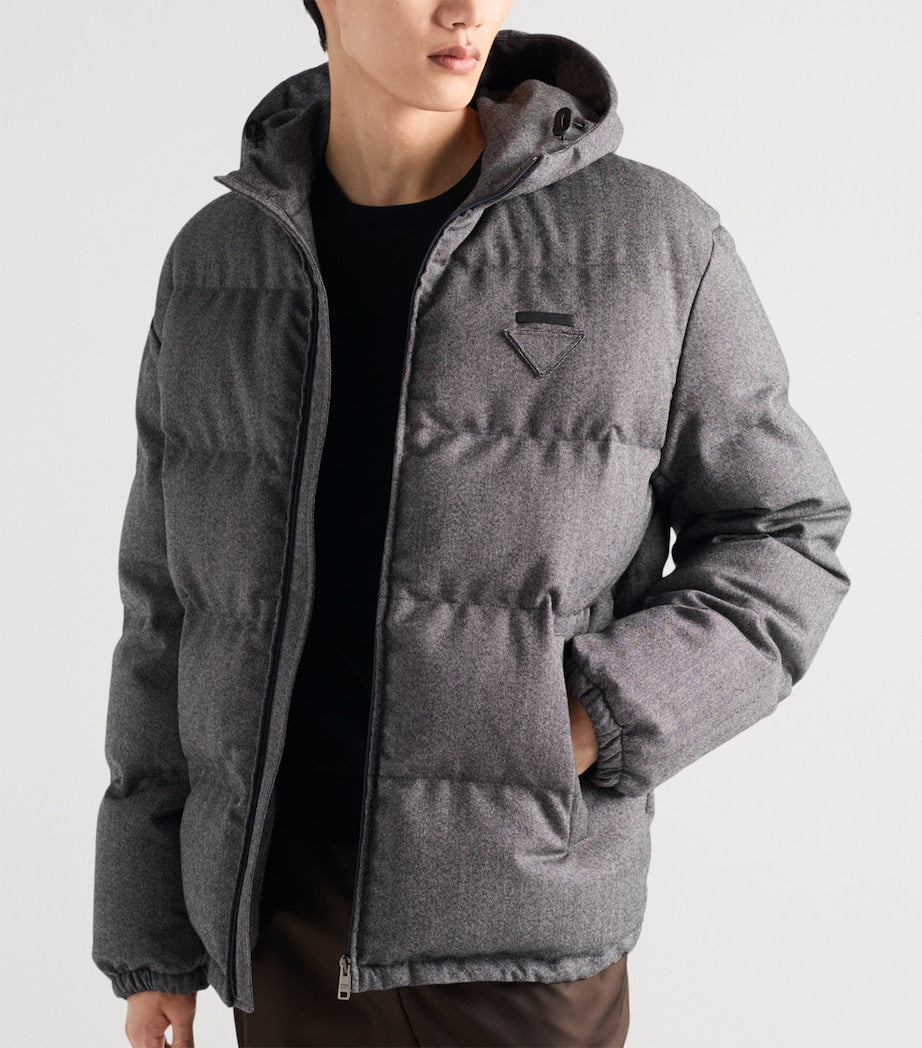 Prada Grey Wool Fleece Puffer Jacket