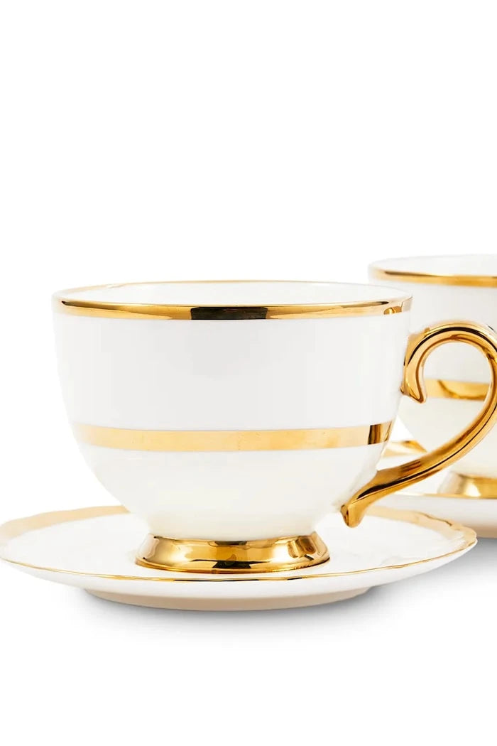 İki kişilik fincan ve tabak seti POLSPOTTEN Golden Finds 500 ml